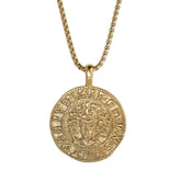 Gold IP Finish Stainless Steel Coin Necklace on 20 Rounded Box Chain Chain